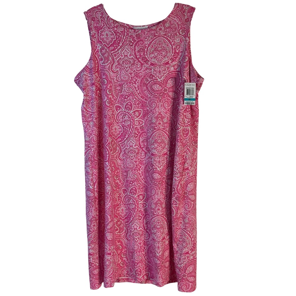 Charter Club‎ Nantucket Dress Pink Paisley Mesh Sleeveless 0X 11809PD154 NEW